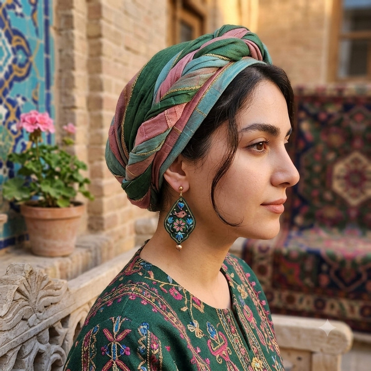 گوشواره دست دوزگلدوزی مدل پَرگُشا
